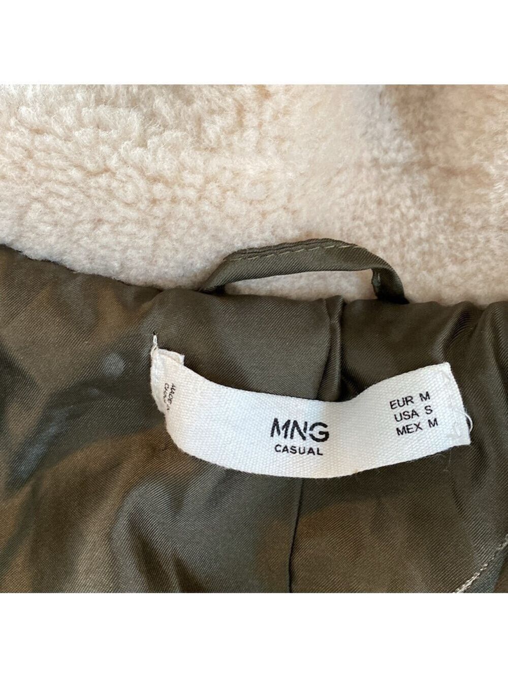 Mango Ivory Faux Shearling Biker Jacket, Size S - Picture 16 of 17
